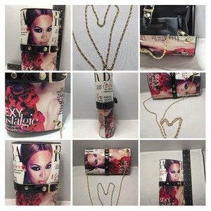 80s Retro Beyonce Harpers Bazaar Magazine Cover Print Purse Vinyl Clutch Handbag